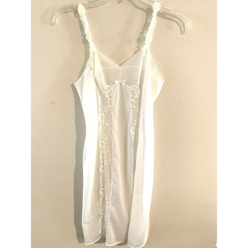 SCHIESSER Germany Slip Size 42 XS White Lace Nylon Vintage
